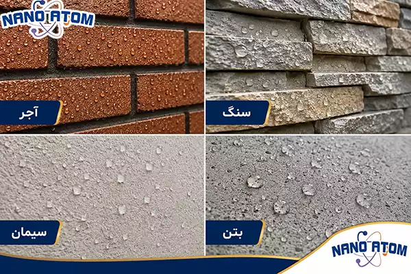 سطوح آجری سنگی سیمانی و بتنی مناسب اجرای نانو آبگریز